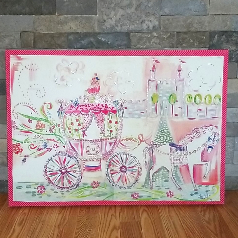 Embellished Princess horse & carriage canvas art
